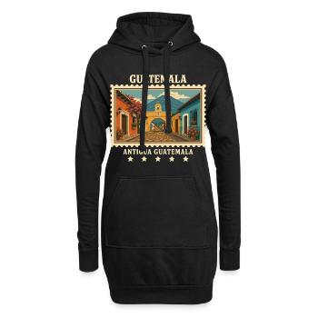 Guatemala Antigua Vintage Reisemarke - Hoodie-Kleid - Schwarz - Vorne