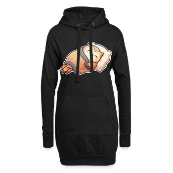 Hibou qui dort - Sweat-shirt à capuche long Femme - noir - Devant