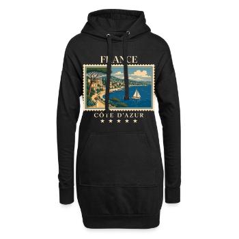 Frankreich Côte d’Azur Vintage Reisemarke - Hoodie-Kleid - Schwarz - Vorne