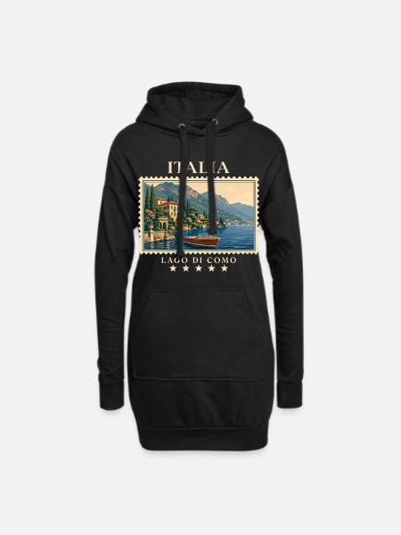 Italien Lago di Como Vintage Reisemarke - Hoodie-Kleid - Schwarz