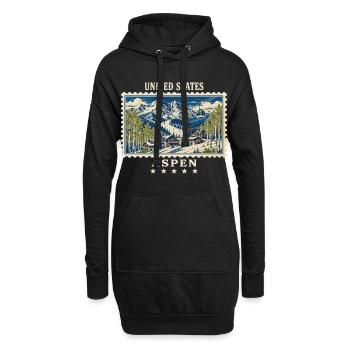 Marque de voyage vintage Aspen USA - Sweat-shirt à capuche long Femme - noir - Devant