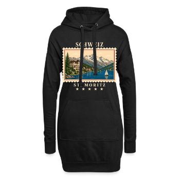 Schweiz St. Moritz Vintage Reisemarke - Hoodie-Kleid - Schwarz - Vorne