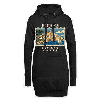 Spanien Eivissa Vintage Reisemarke - Hoodie-Kleid - Schwarz - Vorne