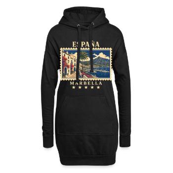 Spanien Marbella Vintage Reisemarke - Hoodie-Kleid - Schwarz - Vorne