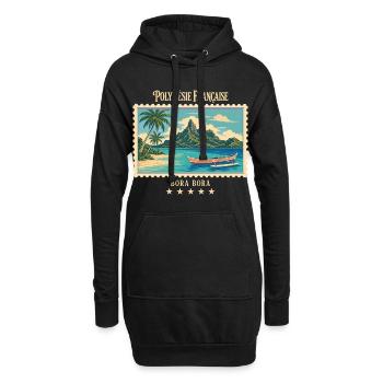 Polynesien Bora Bora Vintage Reisemarke - Hoodie-Kleid - Schwarz - Vorne