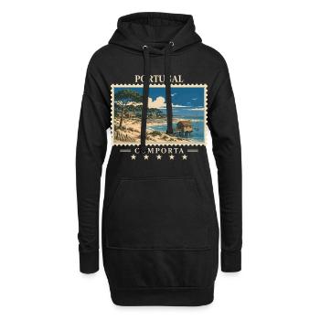 Portugal Comporta Vintage Reisemarke - Hoodie-Kleid - Schwarz - Vorne