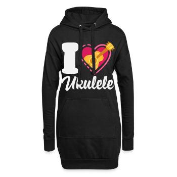 Lustiges Ukulele Designs Und Sprüche - Hoodie-Kleid - Schwarz - Vorne