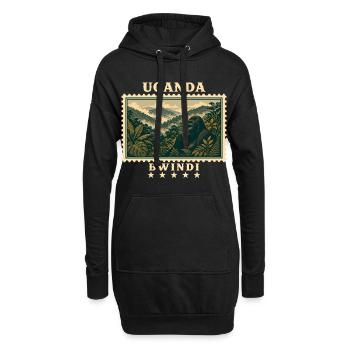 Marque de voyage vintage Uganda Bwindi - Sweat-shirt à capuche long Femme - noir - Devant