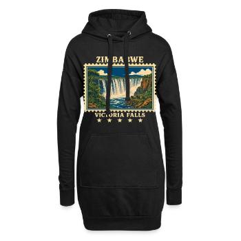 Marque de voyage vintage aux chutes Victoria du Zimbabwe - Sweat-shirt à capuche long Femme - noir - Devant
