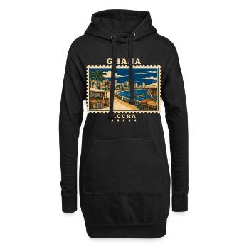 Marque de voyage vintage Ghana Accra - Sweat-shirt à capuche long Femme - noir - Devant