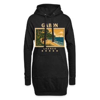 Gabun Loango Vintage Reisemarke - Hoodie-Kleid - Schwarz - Vorne
