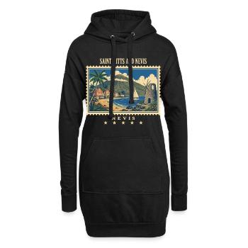 Saint-Kitts et Nevis Marque de voyage vintage Nevis - Sweat-shirt à capuche long Femme - noir - Devant
