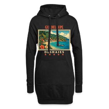 Marque de voyage vintage Guadeloupe Deshaies - Sweat-shirt à capuche long Femme - noir - Devant