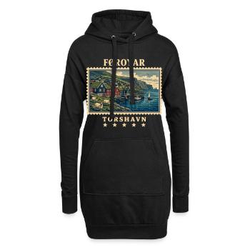 Färöer Tórshavn Vintage Reisemarke - Hoodie-Kleid - Schwarz - Vorne