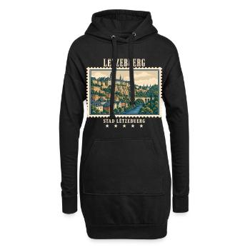 Luxemburg Luxemburg-Stadt Vintage Reisemarke - Hoodie-Kleid - Schwarz - Vorne