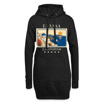 Griechenland Santorini Vintage Reisemarke - Hoodie-Kleid - Schwarz - Vorne