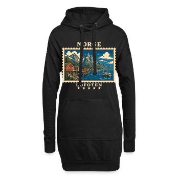 Norwegen Lofoten Vintage Reisemarke - Hoodie-Kleid - Schwarz - Vorne