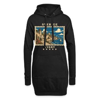Schweden Visby Vintage Reisemarke - Hoodie-Kleid - Schwarz - Vorne