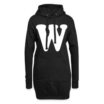 Großes W Stil-Print | Buchstabe W | W Logo - Hoodie-Kleid - Schwarz - Vorne