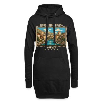 Bosnien und Herzegowina Mostar Vintage Reisemarke - Hoodie-Kleid - Schwarz - Vorne