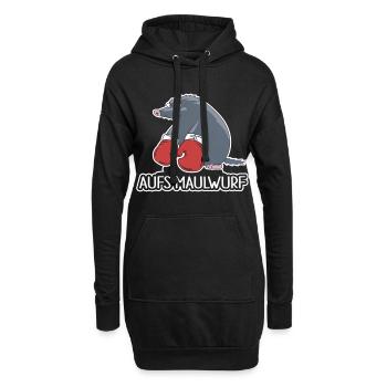 Aufs Maulwurf – Lustiges Cartoon Shirt - Hoodie-Kleid - Schwarz - Vorne