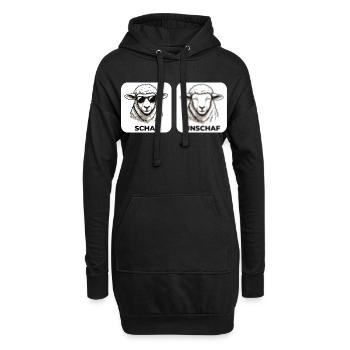 Schaf Unschaf - Wortspiel mit unscharf und Schaf - Hoodie-Kleid - Schwarz - Vorne