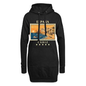 Spanien Cádiz Vintage Reisemarke - Hoodie-Kleid - Schwarz - Vorne