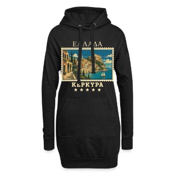 Griechenland Korfu Vintage Reisemarke - Hoodie-Kleid - Schwarz - Vorne