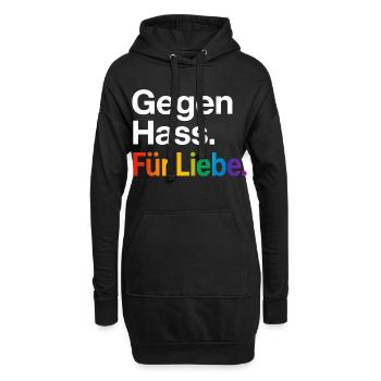 Regenbogen Liebe Statement Spruch Shirt CSD - Hoodie-Kleid - Schwarz - Vorne