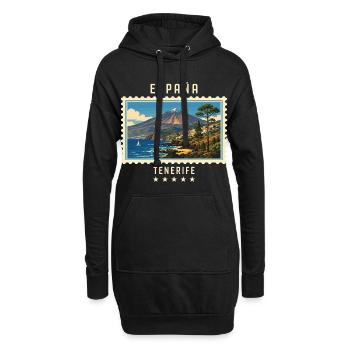 Spanien Teneriffa Vintage Reisemarke - Hoodie-Kleid - Schwarz - Vorne