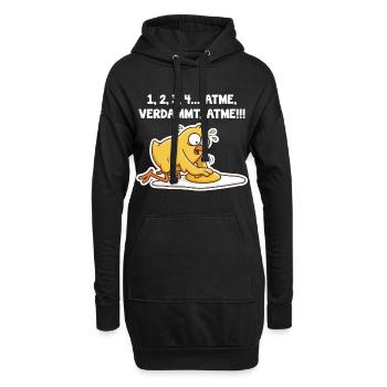 Küken rettet Spiegelei – Atme Spruch - Hoodie-Kleid - Schwarz - Vorne