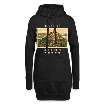 Kroatien Motovun Vintage Reisemarke - Hoodie-Kleid - Schwarz - Vorne