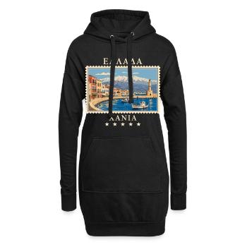 Griechenland Chania Vintage Reisemarke - Hoodie-Kleid - Schwarz - Vorne