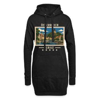Österreich Graz Vintage Reisemarke - Hoodie-Kleid - Schwarz - Vorne