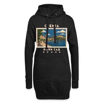 Serbien Novi Sad Vintage Reisemarke - Hoodie-Kleid - Schwarz - Vorne
