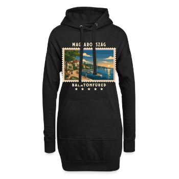 Ungarn Balatonfüred Vintage Reisemarke - Hoodie-Kleid - Schwarz - Vorne