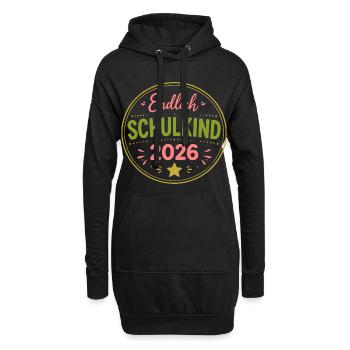 Endlich Schulkind 2026 - Hoodie-Kleid - Schwarz - Vorne