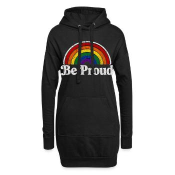 Be Proud LGBT Saying Retro Rainbow Motif - Hoodie Dress - black - Front