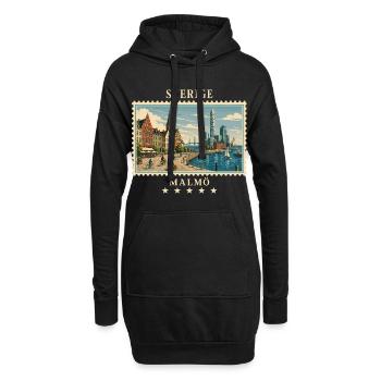 Schweden Malmö Vintage Reisemarke - Hoodie-Kleid - Schwarz - Vorne