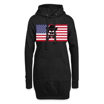 Cowboy-Schädel und amerikanische Flagge - Hoodie-Kleid - Schwarz - Vorne