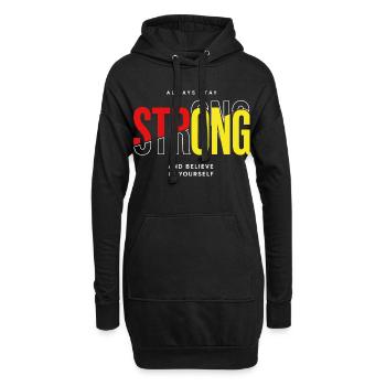 Stay Strong Typo mit Selbstvertrauen - Hoodie-Kleid - Schwarz - Vorne