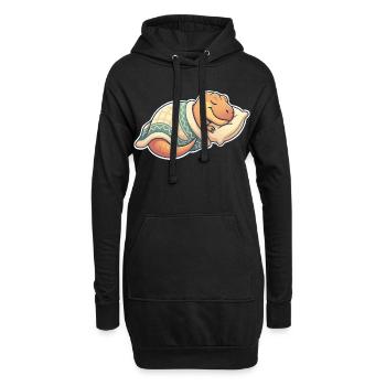 Dinosaure endormi - Sweat-shirt à capuche long Femme - noir - Devant