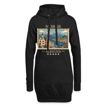 Norwegen Ålesund Vintage Reisemarke - Hoodie-Kleid - Schwarz - Vorne