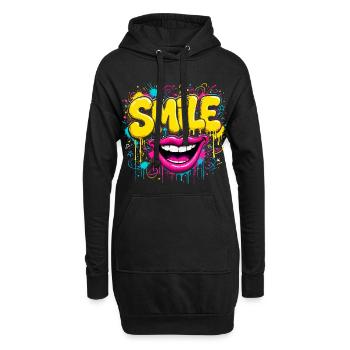 Graffiti smile in neon colors - Hoodie Dress - black - Front