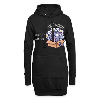 At Capacity – Sensory Overload Cat - Hoodie Dress - black - Front