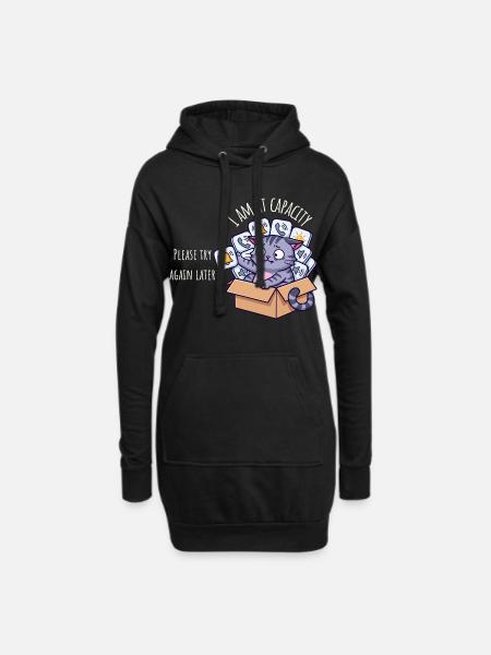 Auf Kapazität – Sensorische Überlastung Katze - Hoodie-Kleid - Schwarz