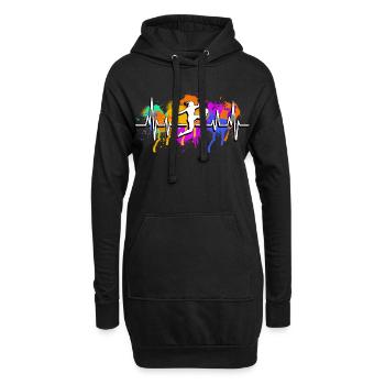 Battements de cœur du football féminin - Sweat-shirt à capuche long Femme - noir - Devant