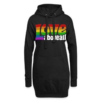 L’amour par-dessus tout | Design de la fierté arc-en-ciel - Sweat-shirt à capuche long Femme - noir - Devant
