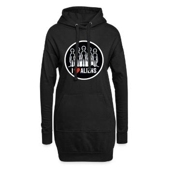 J’adore Aliens Extraterrestre Fan d’OVNI - Sweat-shirt à capuche long Femme - noir - Devant