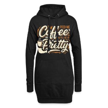 Café, dis-moi que je suis jolie - Sweat-shirt à capuche long Femme - noir - Devant